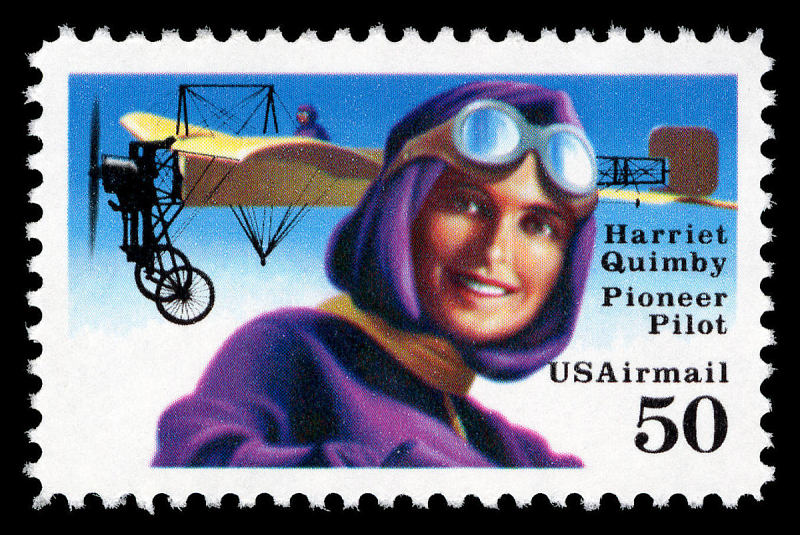 Postal stamp in memory of the first certified in USA woman aviator Harriet Quimby